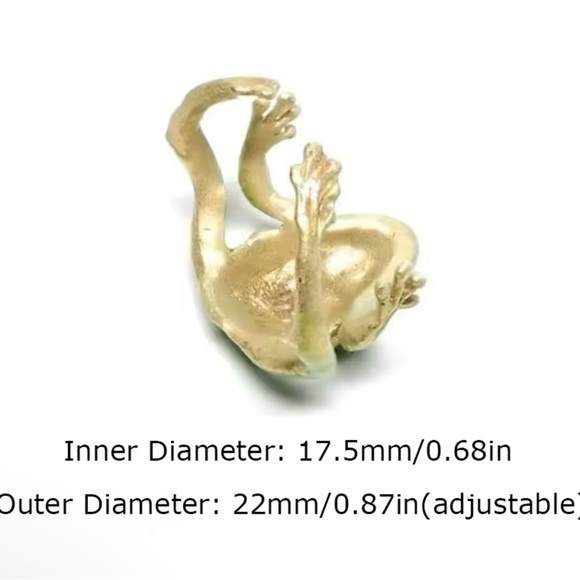 Cute Green Frog Ring Frog Open Rings fits size 7-8 - Picture 3 of 3